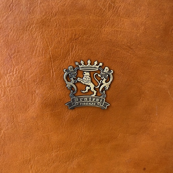 Pratesi Firenze Studded Cognac Brown Leather Clutch Wristlet Crossbody Bag Italy - Picture 2 of 14